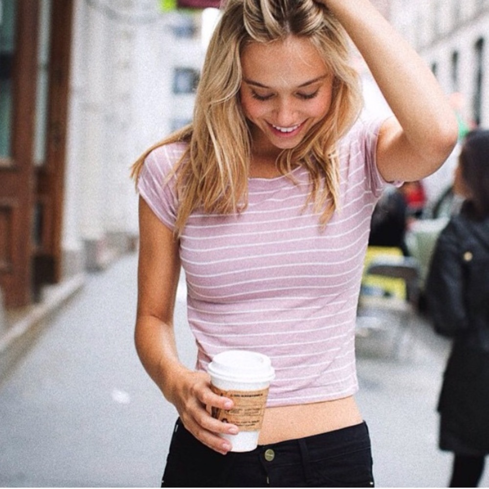 Brandy Melville John Galt Pink Mauve Striped Top